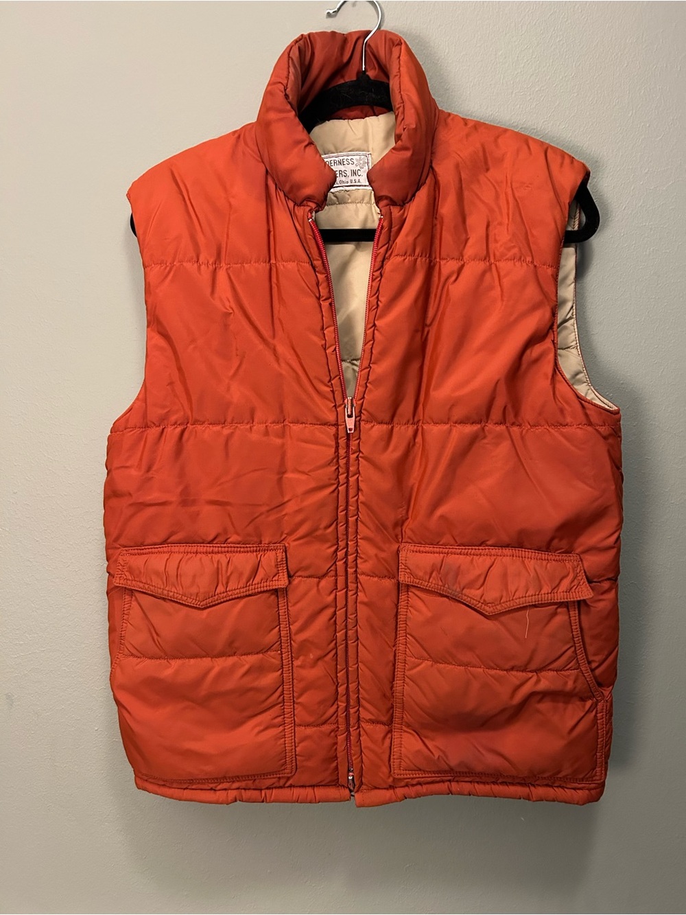 Men's Orange Quilted Puffer Vest -